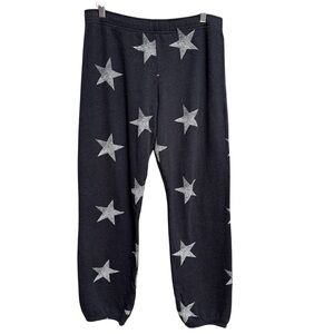 Monrow Star Print Elastic Waist Sweatpants Women Medium Joggers